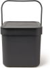 Brabantia Sort & Go Afvalemmer 6 Liter Dark Grey online kopen