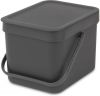 Brabantia Sort & Go Afvalemmer 6 Liter Dark Grey online kopen