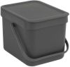 Brabantia Sort & Go Afvalemmer 6 Liter Dark Grey online kopen