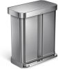 Simplehuman Afvalbak met pedaal Recycler 24 en 34 l met Liner Pocket online kopen